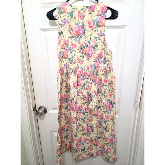 Vintage R.J. Stevens Floral Button-Front Sleeveless Midi Dress With Pockets Size - Picture 3 of 10
